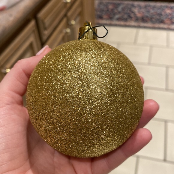 Christmas Ornament Glitter Shatter Proof Gold Balls - 9pcs - Picture 8 of 10